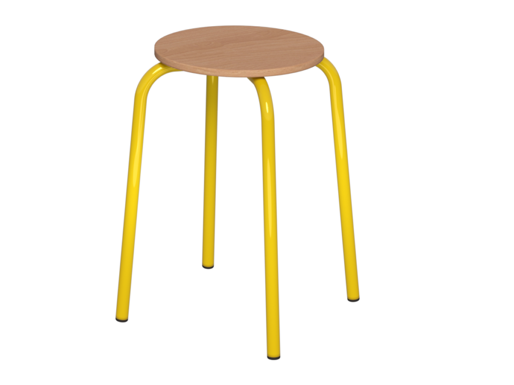 taboret okrągły st.żółty_sklejka buk