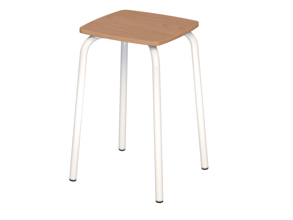 taboret kwadrat st.biały_sklejka buk