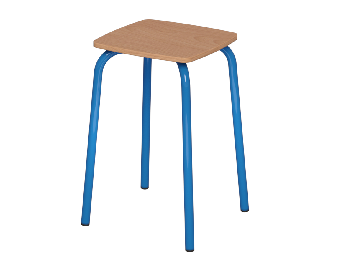taboret kwadrat st.błękitny_sklejka buk