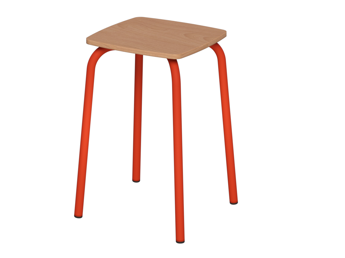 taboret kwadrat st.czerwony_sklejka buk