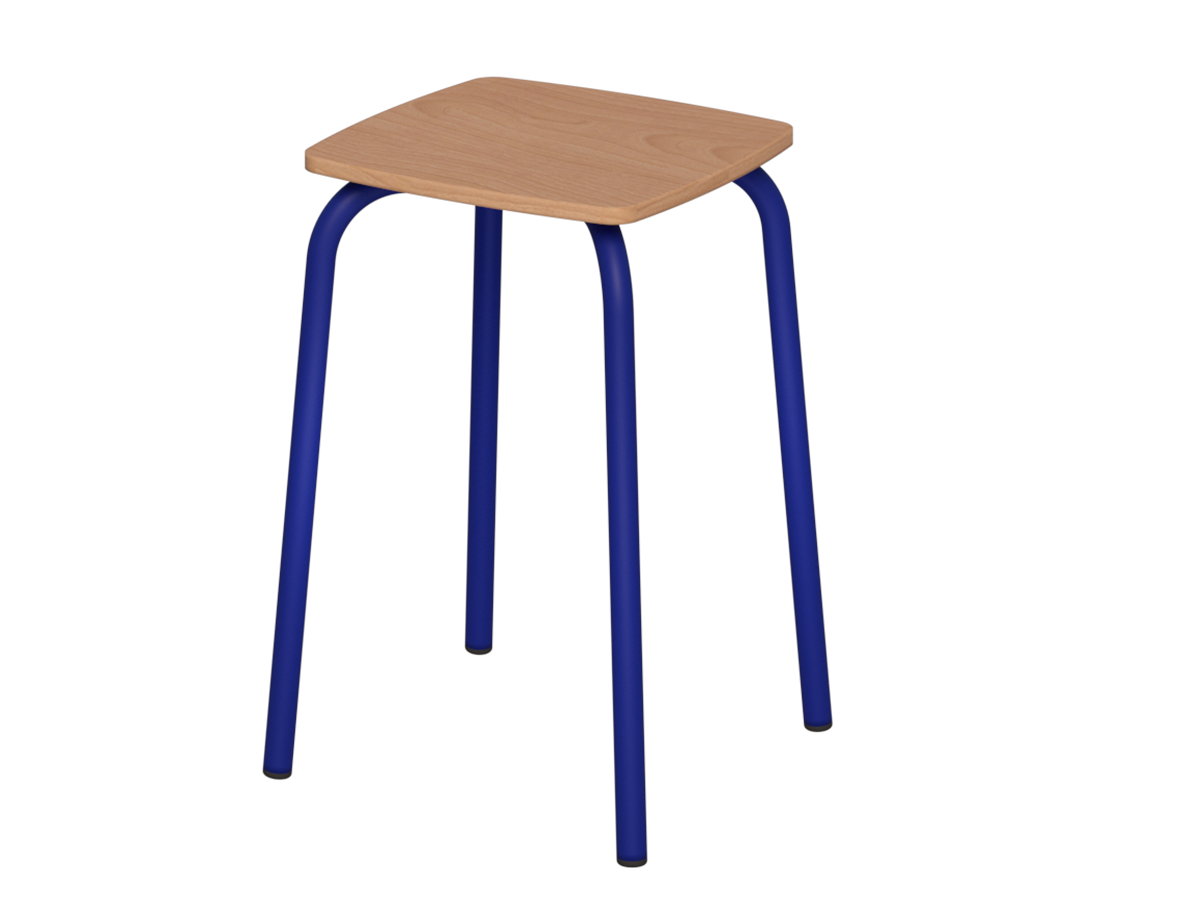 taboret kwadrat st.niebieski_sklejka buk