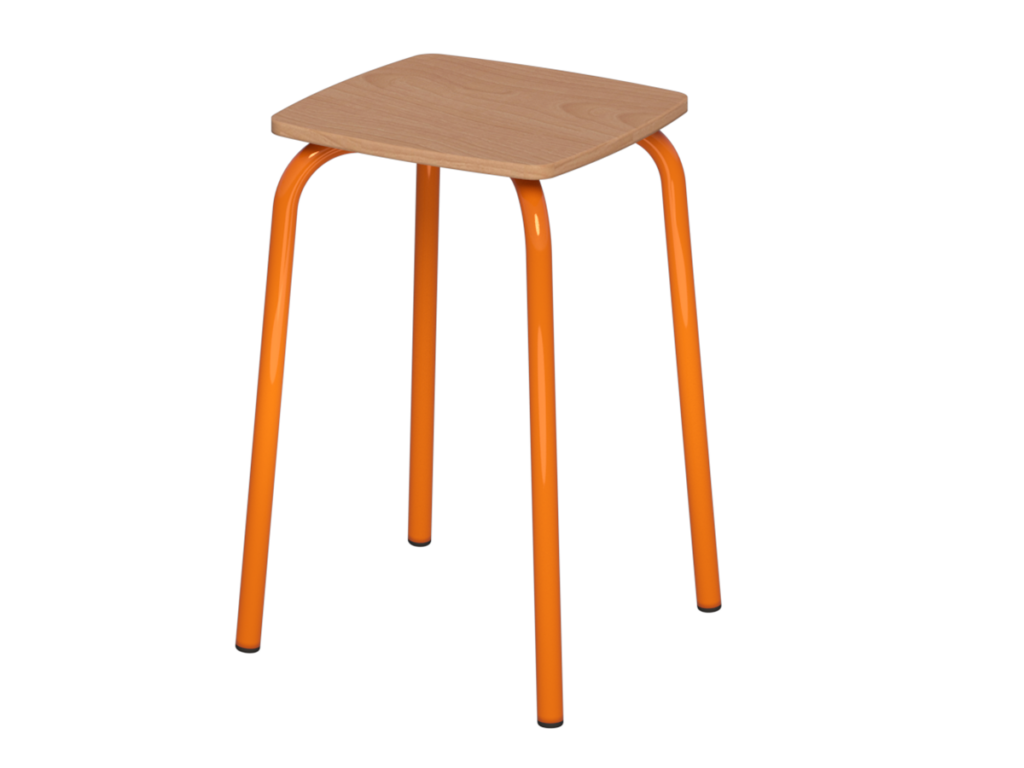 taboret kwadrat st.pomarańczowy_sklejka buk