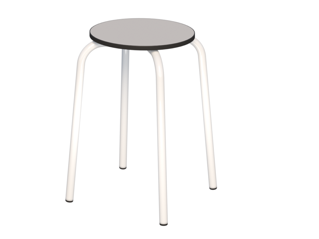 taboret okrągły st.biały_compact popiel