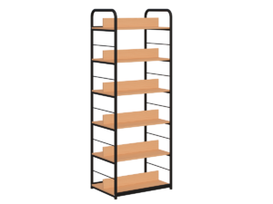 Regał biblioteczny B 2stronny rama metalowa czarny_buk