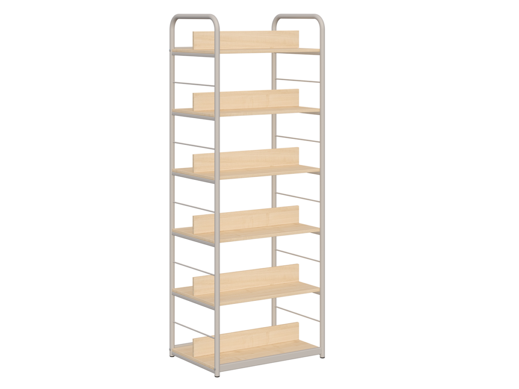 Regał biblioteczny B 2stronny rama metalowa popiel_klon