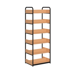 Regał biblioteczny B 2stronny boki z płyty_ rama metalowa czarny_buk