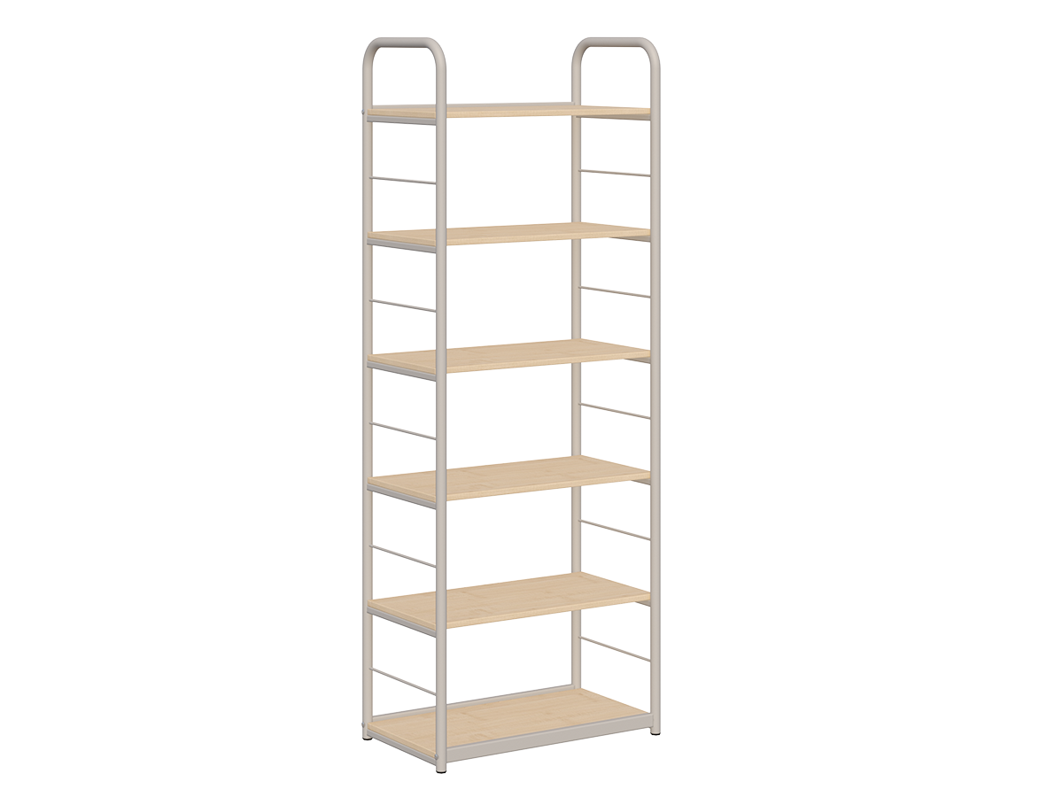 Regał biblioteczny A 1stronny rama metalowa popiel_klon