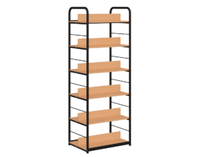 Regał biblioteczny B dwustronny o zwiększonej wytrzymałości półek, rama czarny/buk_1