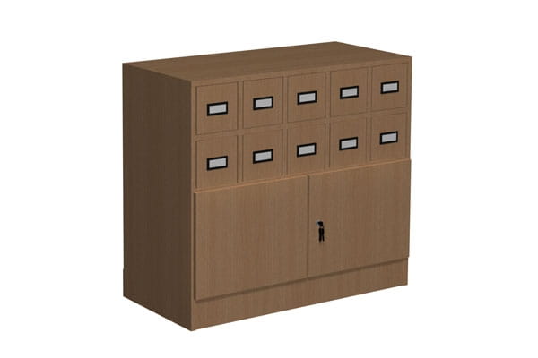 Szafka katalogowa biblioteczna, typ B, 10 szuflad