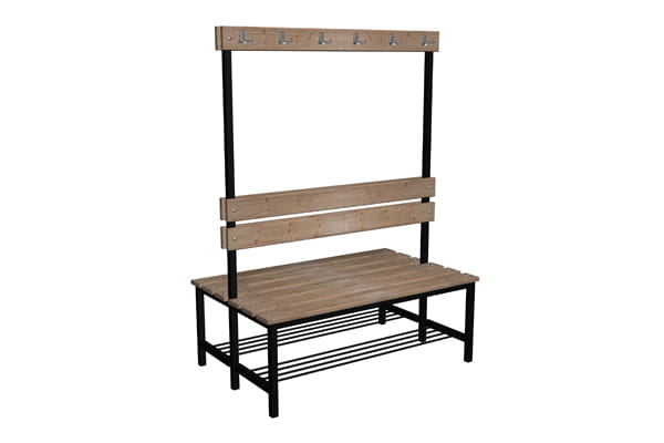 Ławka szatniowo korytarzowa z półką na buty Premium 2-str. z oparciem i wieszakiem 1m, 1,2m