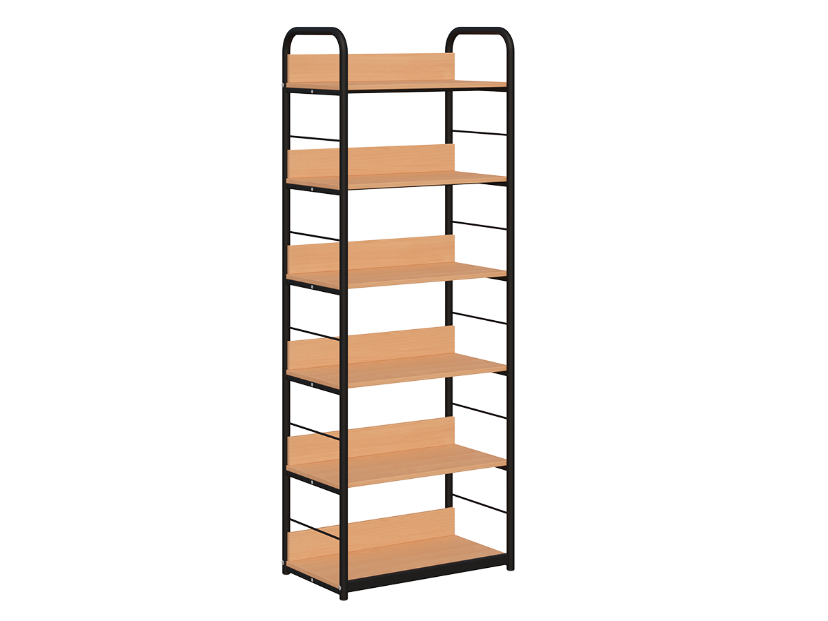 Regał biblioteczny C jednostronny z zabezpieczeniem o zwiększonej wytrzymałości półek