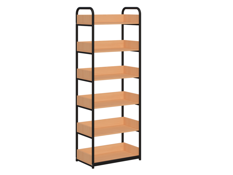 Regał biblioteczny C rama metalowa jednostronny z zabezpieczeniem tyłu i boków