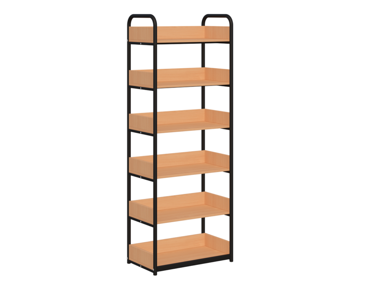 Regał biblioteczny C jednostronny z zabezpieczeniem tyłu i boków o zwiększonej wytrzymałości półek