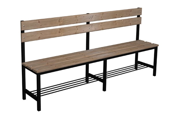 Ławka korytarzowo szatniowa z półką na buty Premium 1-str. z oparciem 1,5m lub 1,8m lub 2,0m