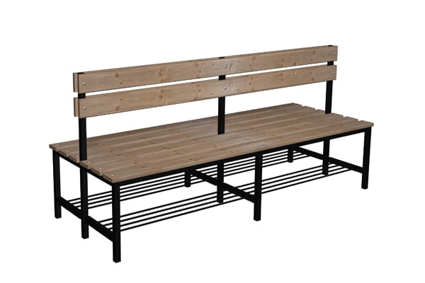 Ławka szatniowo korytarzowa z półką na buty Premium 2-str. z oparciem 1,5m lub 1,8m lub 2,0m