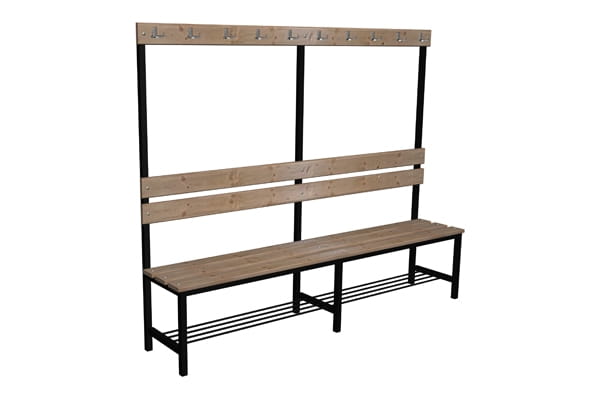 Ławka korytarzowo szatniowa z półką na buty Premium 1-str. z oparciem i wieszakiem 1,5m lub 1,8m lub 2,0m