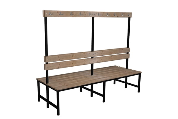 Ławka szatniowo korytarzowa Premium 2-str. z oparciem i wieszakiem 1,5m lub 1,8m lub 2,0m