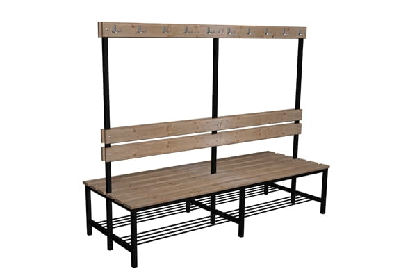 Ławka szatniowo korytarzowa z półką na buty Premium 2-str. z oparciem i wieszakiem 1,5; 1,8m; 2,0m