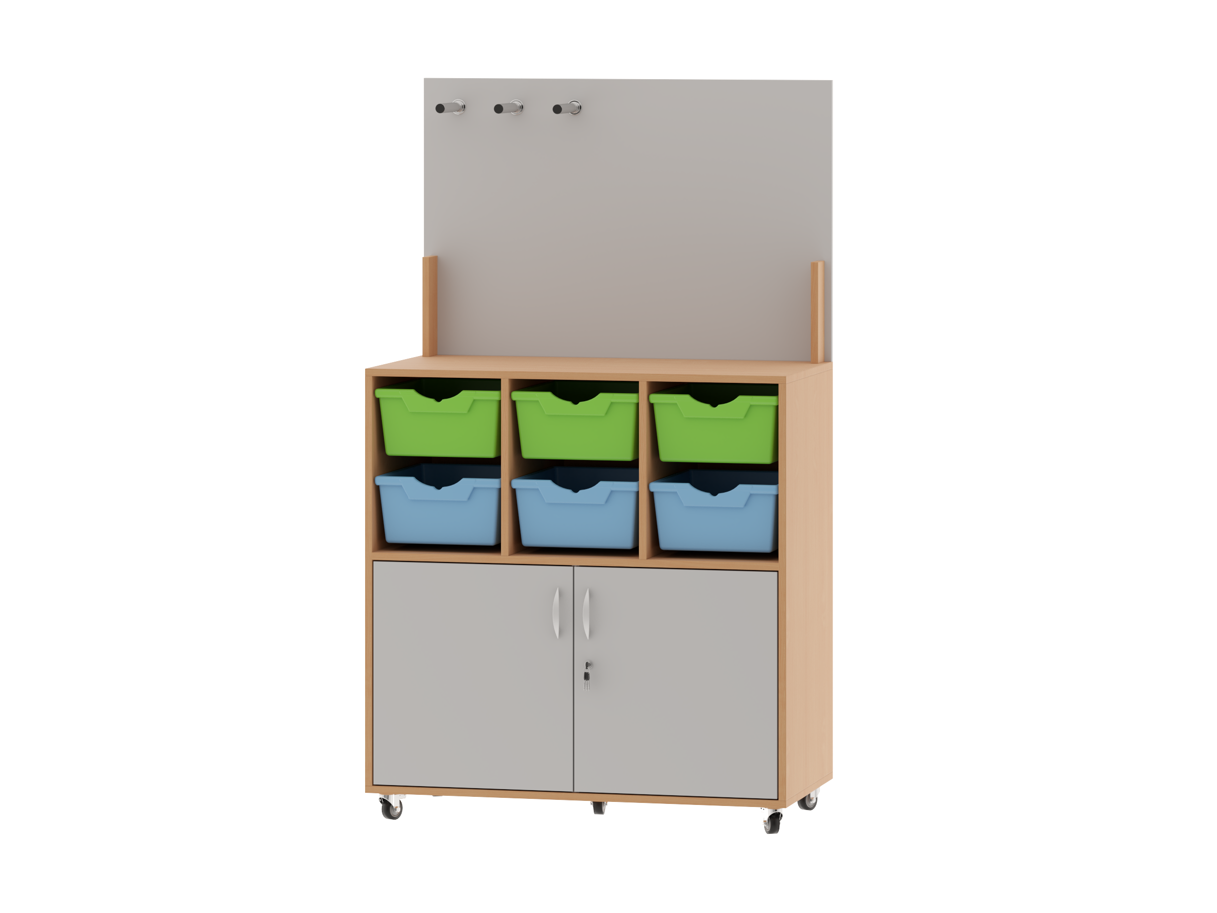 Stolik meblowy z szafką i pojemnikami na drukarkę 3D na kółkach