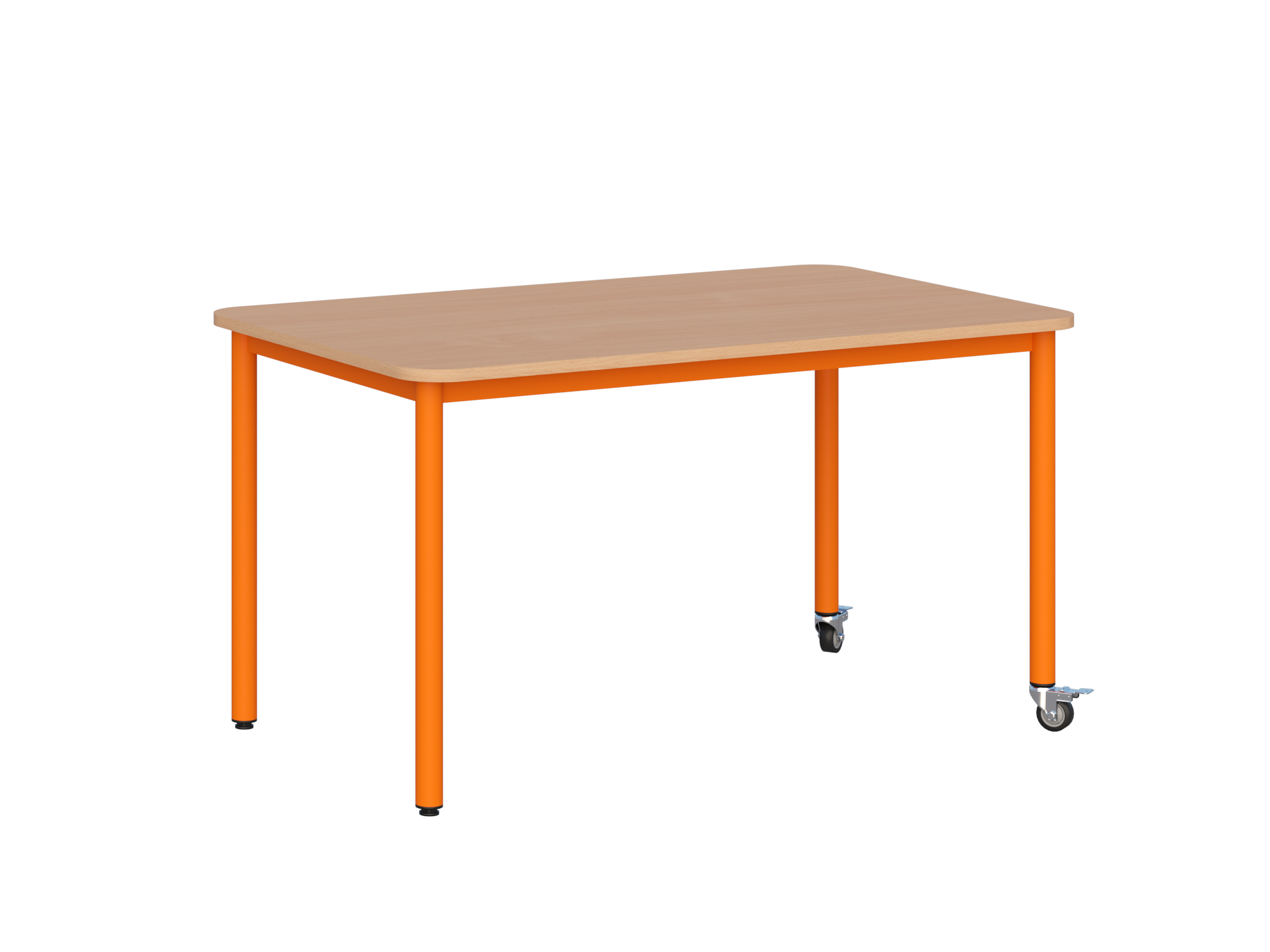 Stolik mobilny szkolno-przedszkolny, blat prostokątny 1200x700 mm (Nr 1, 2, 3)