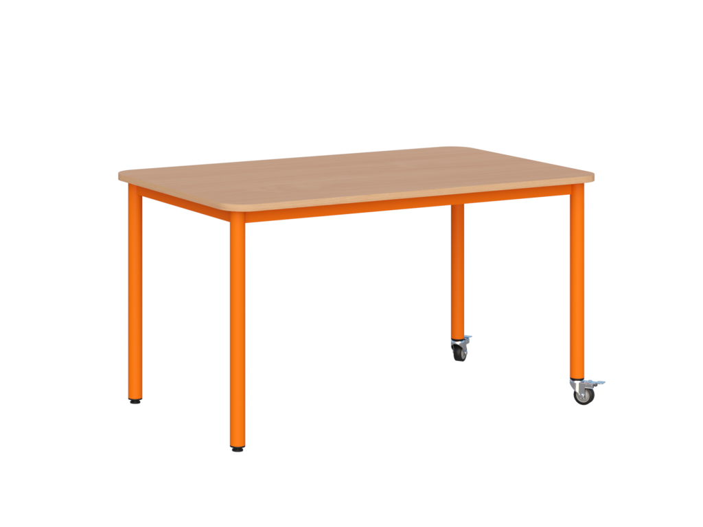 Stolik mobilny szkolno-przedszkolny, blat prostokątny 1200x700 mm (Nr 1, 2, 3)