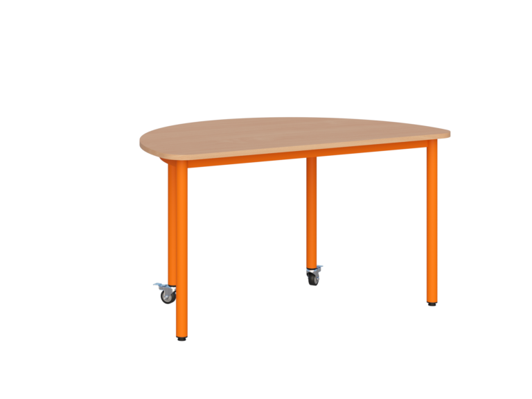 Stolik mobilny szkolno-przedszkolny, blat półokrągły 1200x600 (Nr 1, 2, 3)