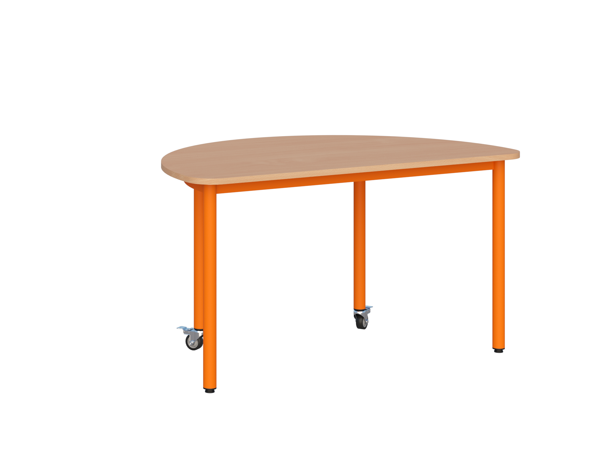 Stolik mobilny szkolno-przedszkolny, blat półokrągły 1200x600 (Nr 1, 2, 3)