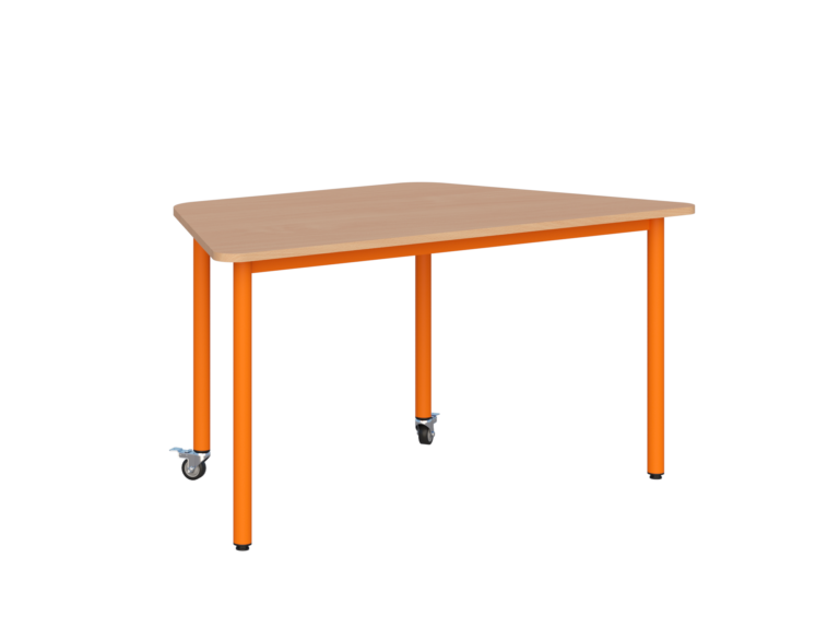 Stolik mobilny szkolno-przedszkolny, blat trapezowy 1400x700 (Nr 1, 2, 3)
