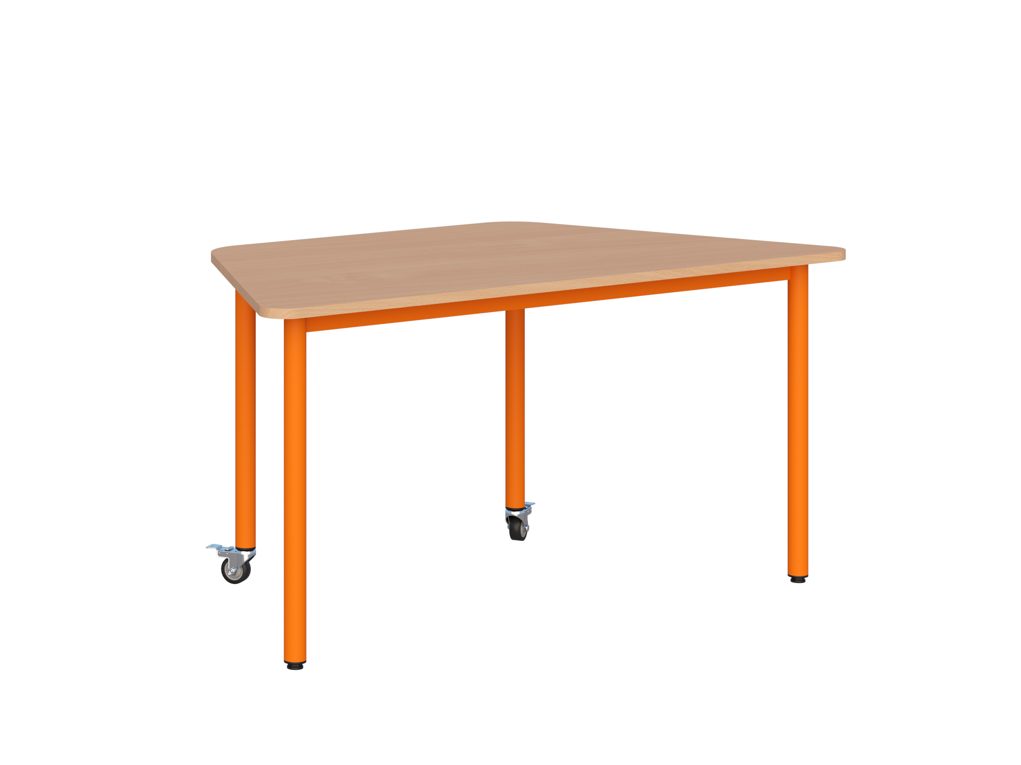 Stolik mobilny szkolno-przedszkolny, blat trapezowy 1400x700 (Nr 1, 2, 3)