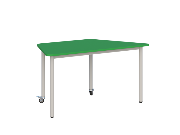 Stolik mobilny szkolno-przedszkolny, blat trapezowy 1400x700 (Nr 4, 5, 6))