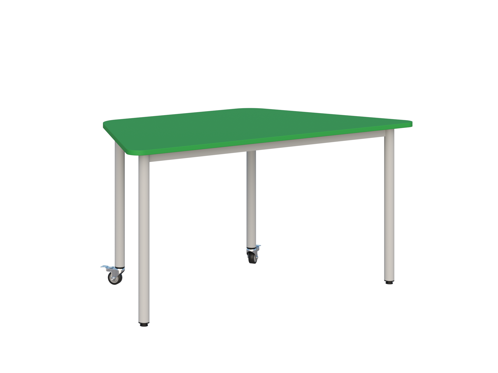 Stolik mobilny szkolno-przedszkolny, blat trapezowy 1400x700 (Nr 4, 5, 6))