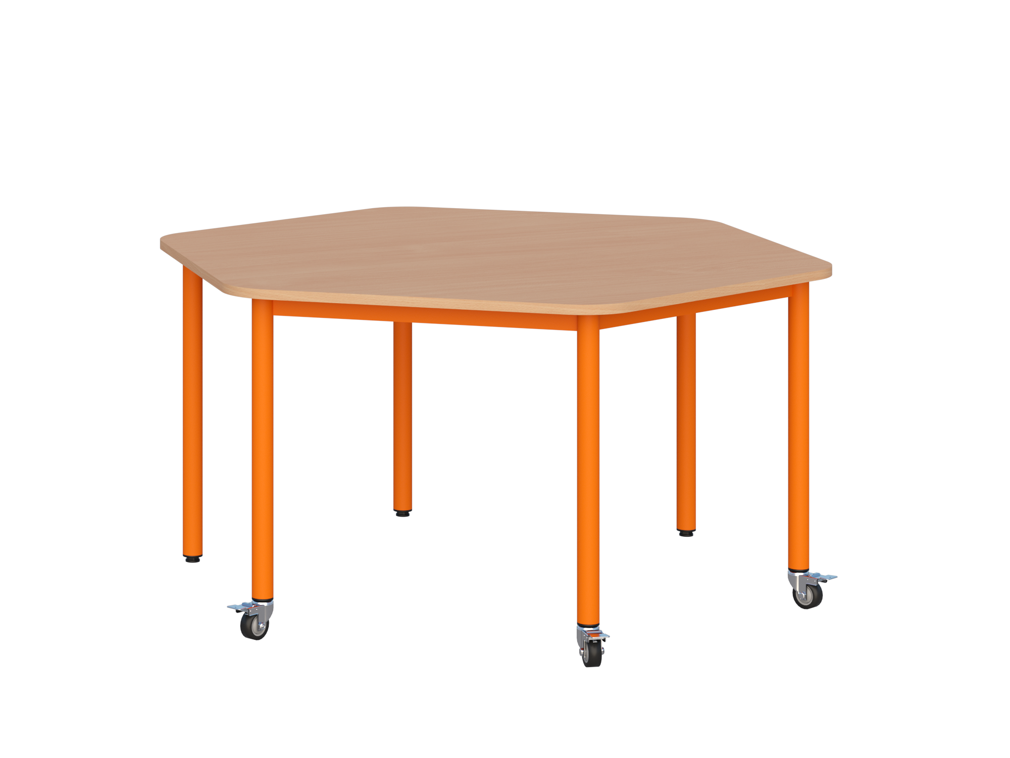 Stolik mobilny szkolno-przedszkolny, blat sześciokątny (Nr 1, 2, 3)