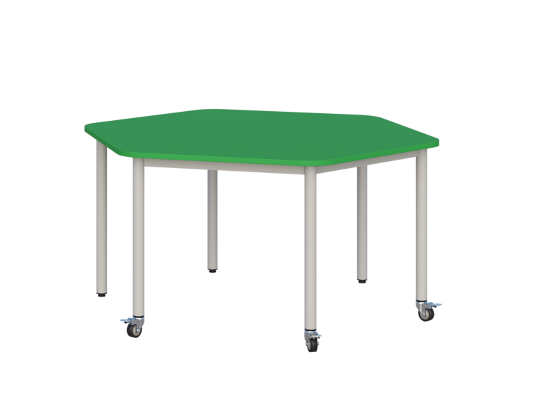 Stolik mobilny szkolno-przedszkolny, blat sześciokątny (Nr 4, 5, 6)