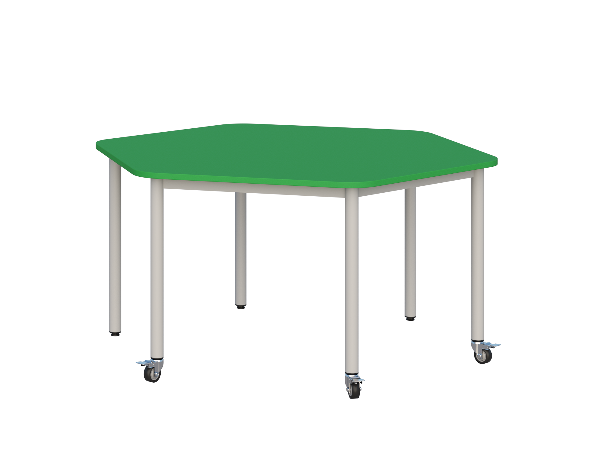 Stolik mobilny szkolno-przedszkolny, blat sześciokątny (Nr 4, 5, 6)