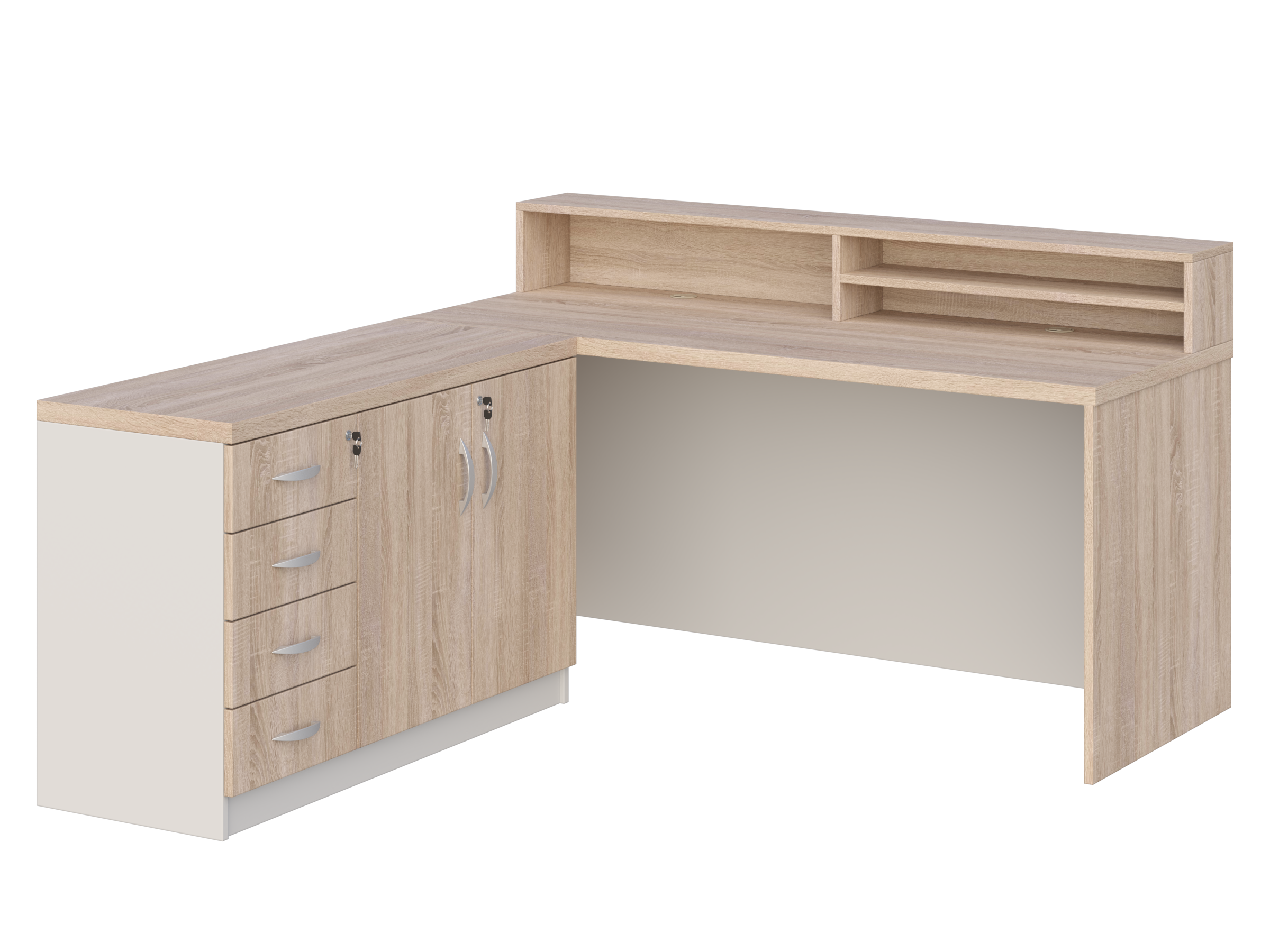 KUJAWIAK PREMIO ZESTAW 12 - Biurko z nadstawką dł. 1600 z komodą Nr 2