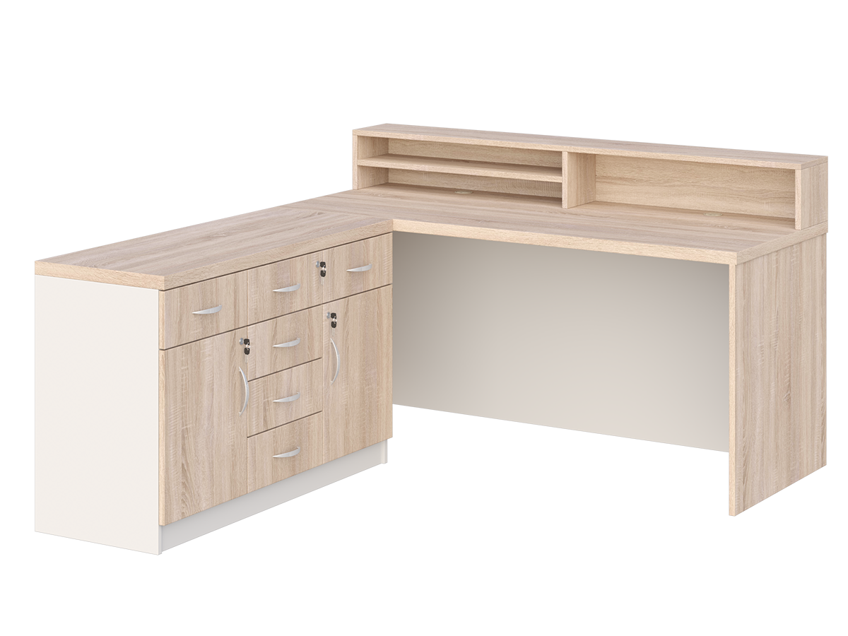 KUJAWIAK PREMIO ZESTAW 29 - Biurko z nadstawką dł. 1600 z komodą Nr 6